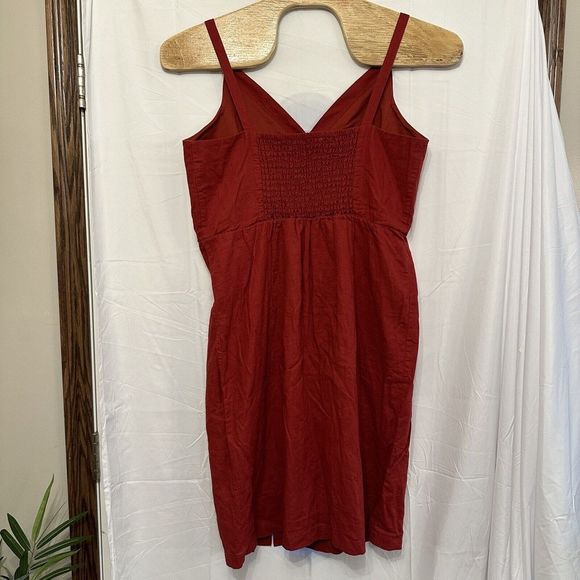 Maurices Women Size XXL Dress Red Linen Blend Tank Faux‎ Wrap Button Up V Neck - Picture 5 of 8